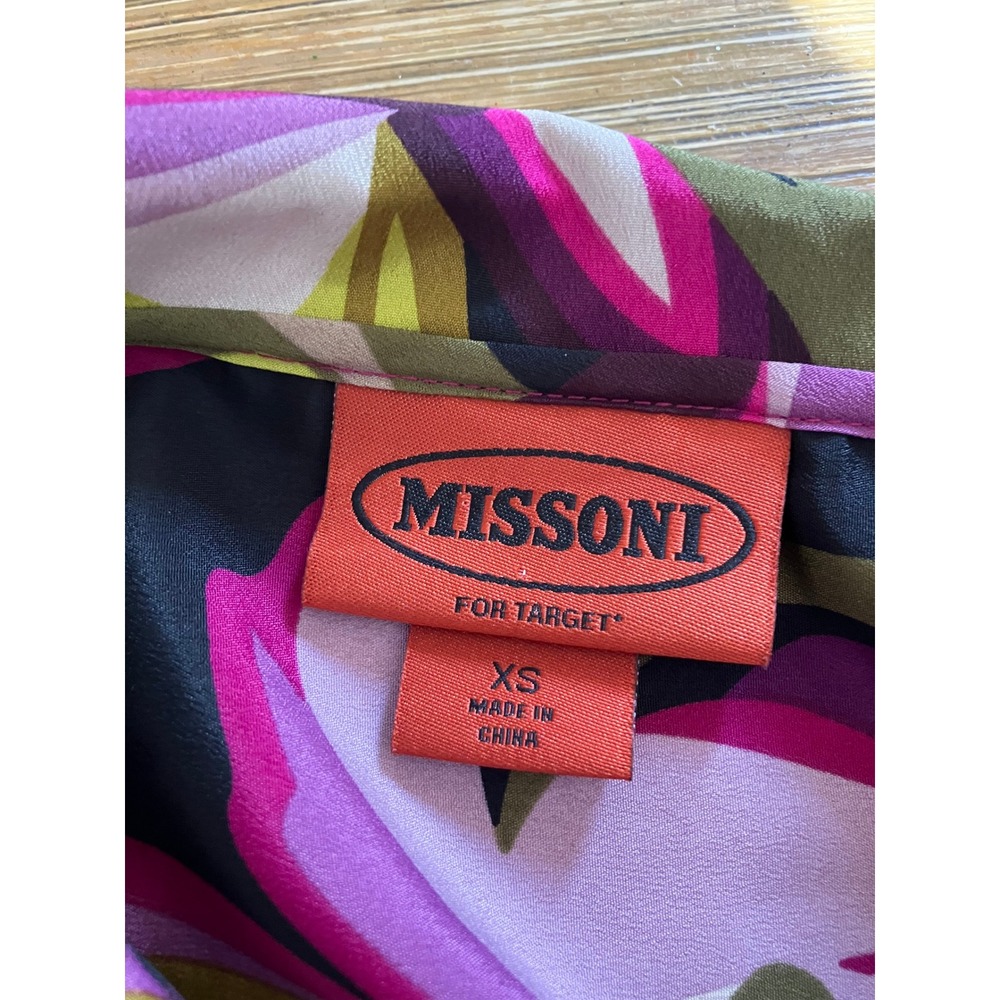 Missoni For Target Geometric Long Sleeve Button Down Blouse Boho Career Xsmall - Picture 4 of 6